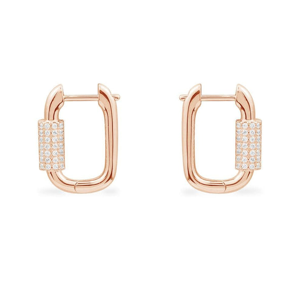 Chain Link Earrings - Pink Silver