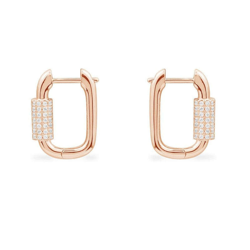 Chain Link Earrings - Pink Silver