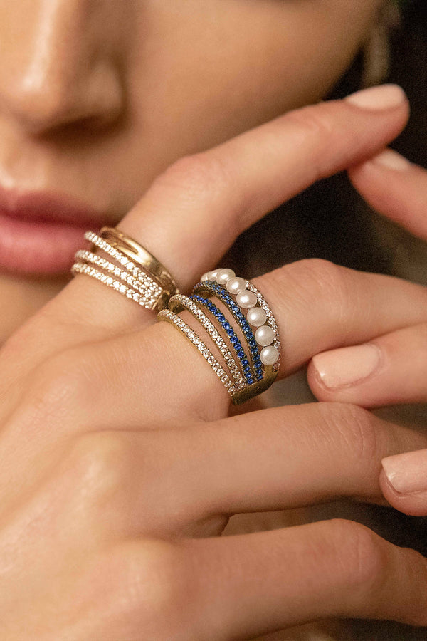 APM Monaco Multi-Hoop Ring with Pearls