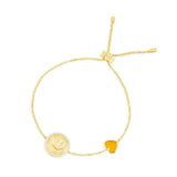 Orange Heart & Happy Face Adjustable Bracelet