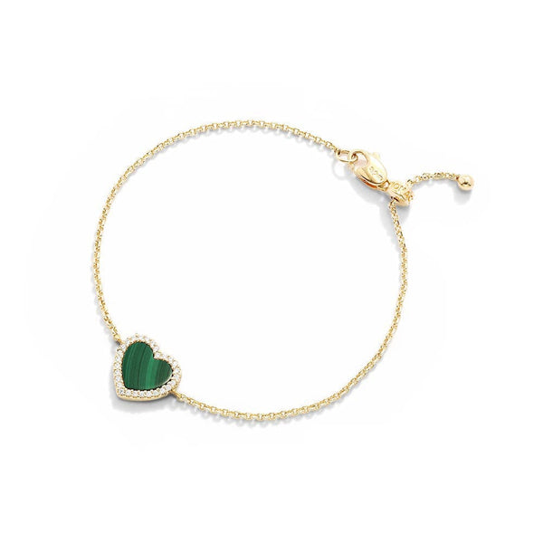 Malachite Heart Adjustable Bracelet