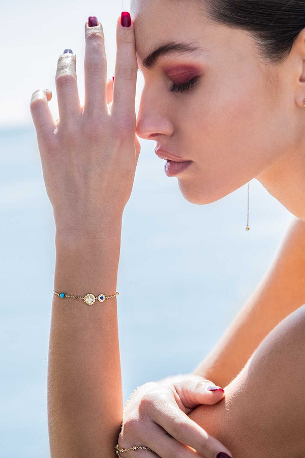 APM Monaco Météorites & Lucky Eye Adjustable Bracelet in Yellow Gold