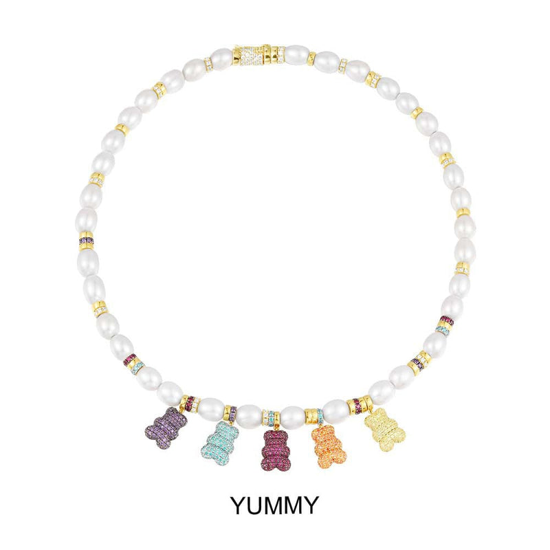 Statement Multicolor Yummy Bear Necklace with Pearls