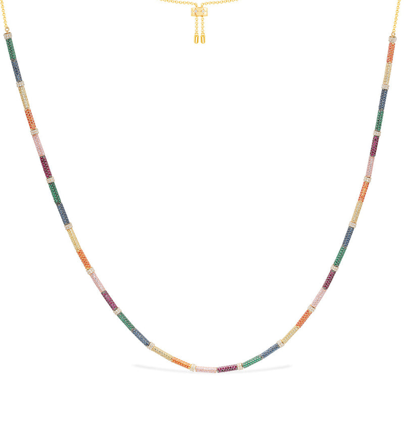 Rainbow Pavé Adjustable Necklace