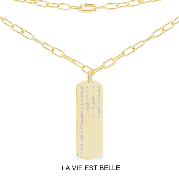 LA VIE EST BELLE Morse Code Chain Necklace