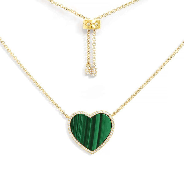 Malachite Heart Adjustable Necklace