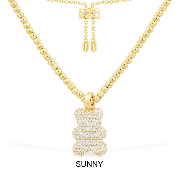 Sunny Yummy Bear (Clippable) Adjustable Necklace with Beads