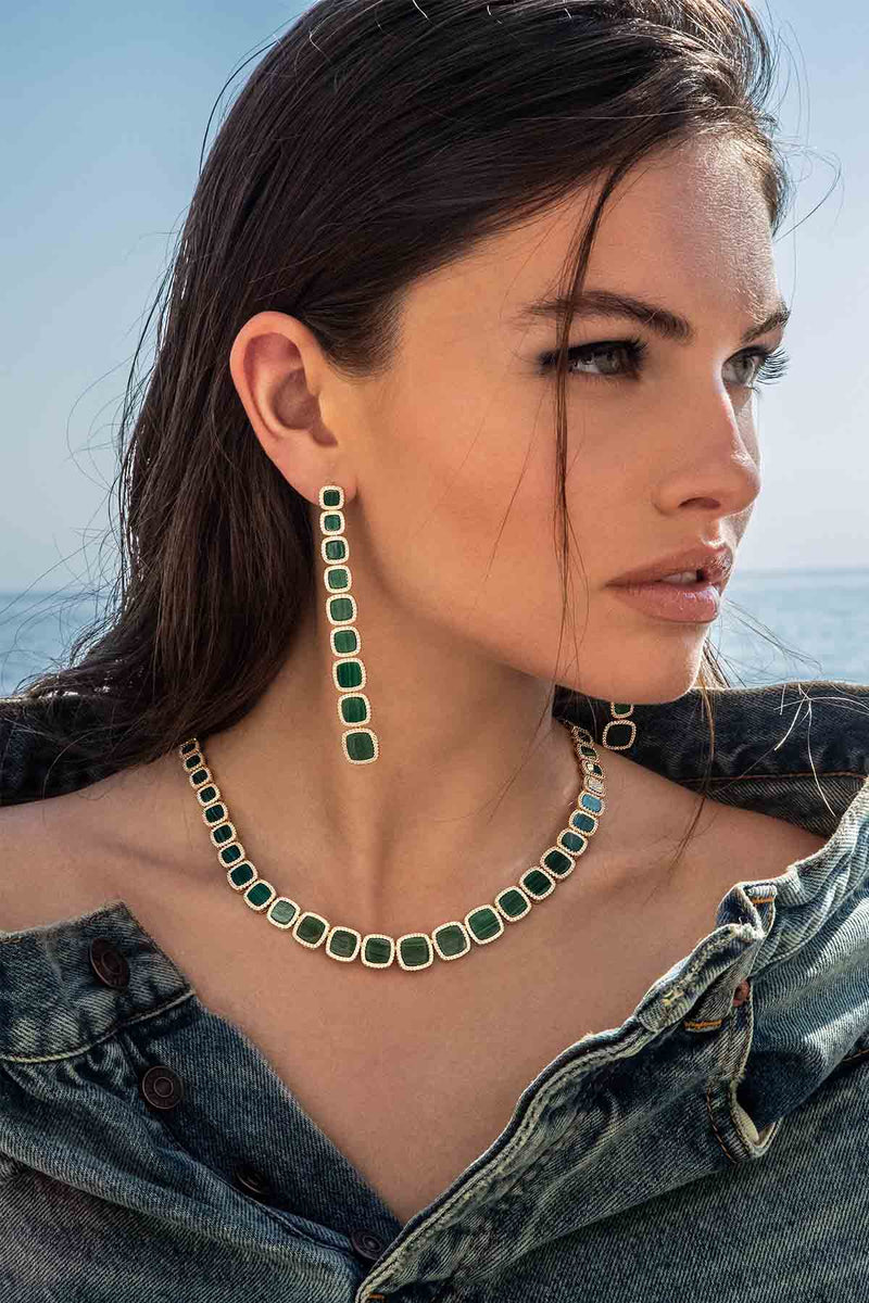 APM Monaco Malachite Choker in Yellow Gold