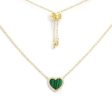 Mini Malachite Heart Adjustable Necklace