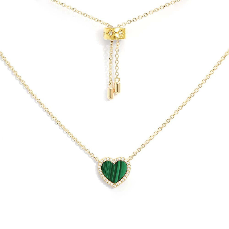 Mini Malachite Heart Adjustable Necklace