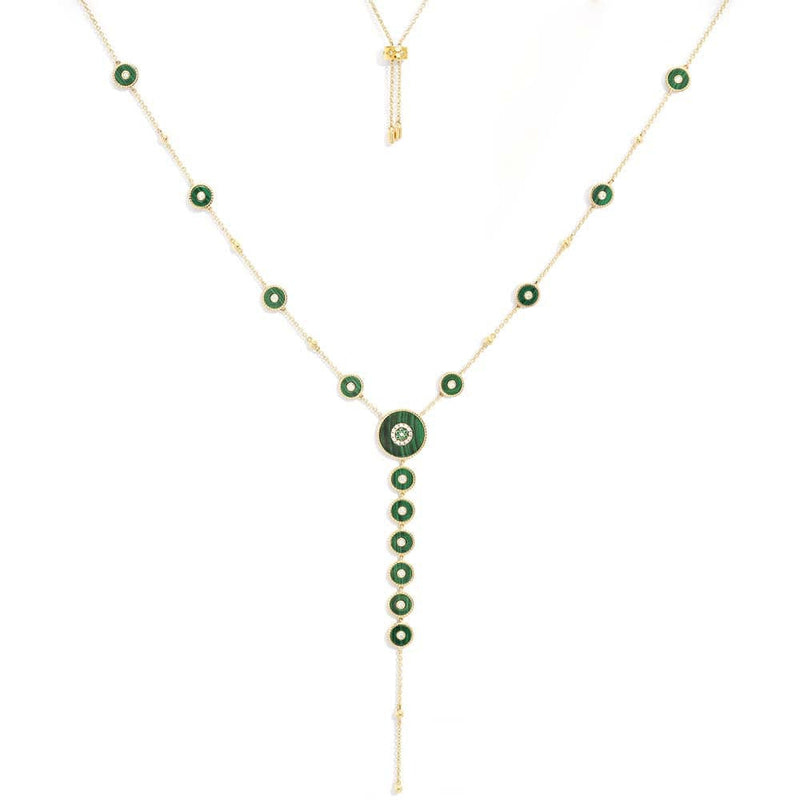 Malachite Y-Drop Adjustable Necklace