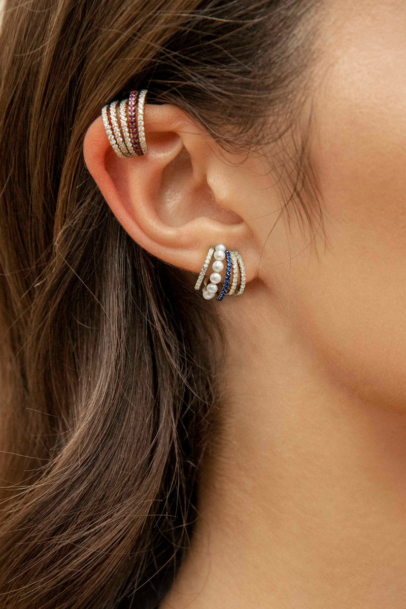 APM Monaco Five-Hoop Earrings with Pearls