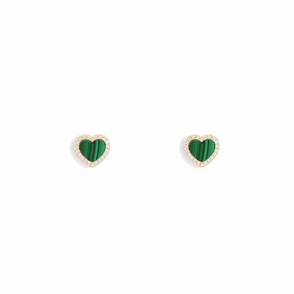 Malachite Heart Stud Earrings