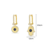 Asymmetric Lucky Eye & Hamsa Earrings