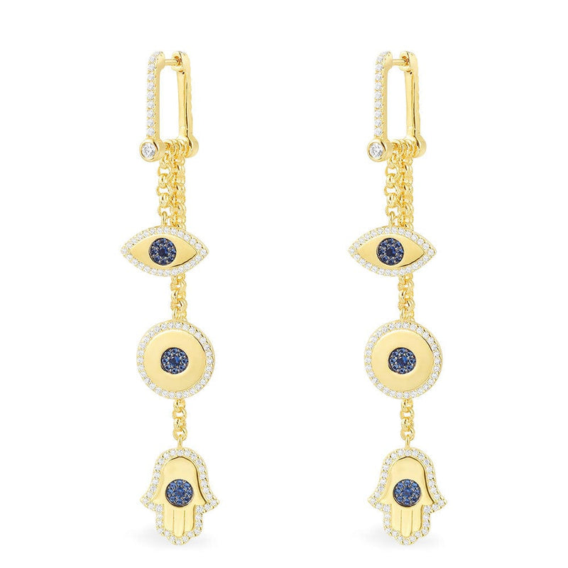 Lucky Eye & Hamsa Drop Earrings