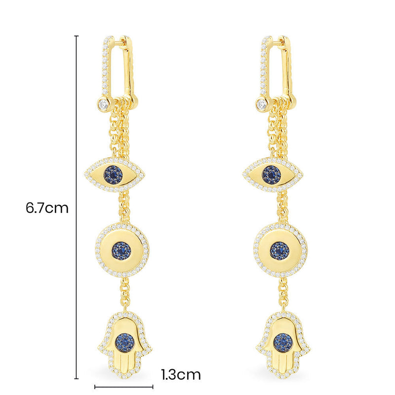 Lucky Eye & Hamsa Drop Earrings