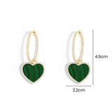 Pavé Hoop Earrings with Malachite Heart