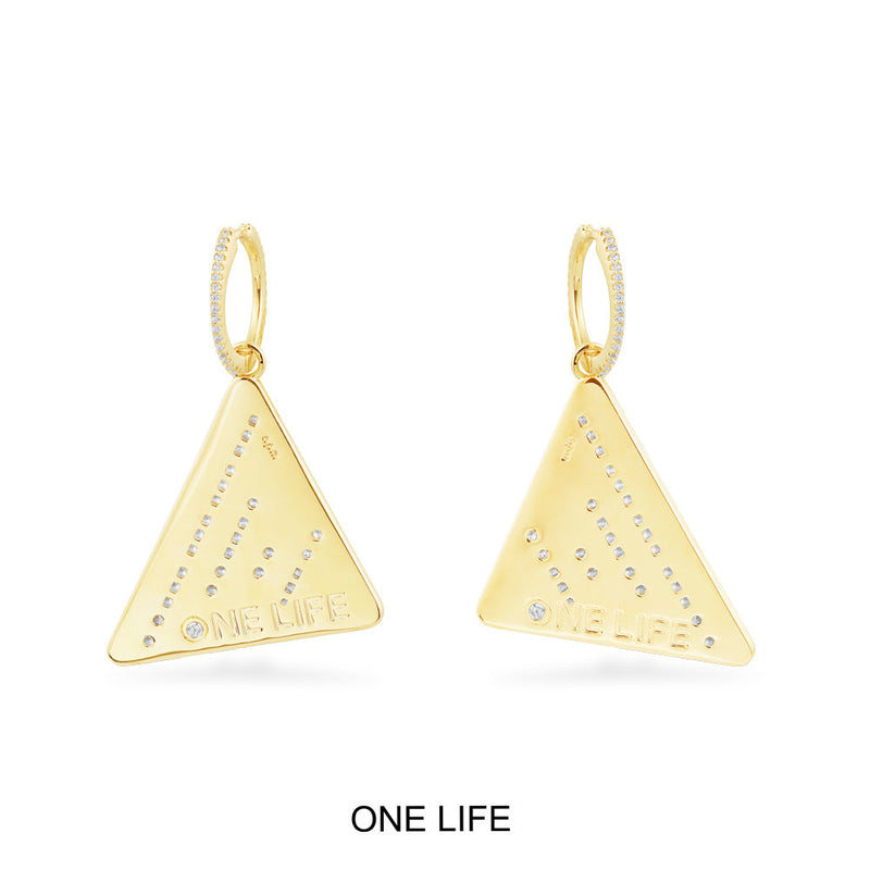 ONE LIFE Morse Code Triangle Earrings