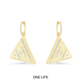 ONE LIFE Morse Code Triangle Earrings