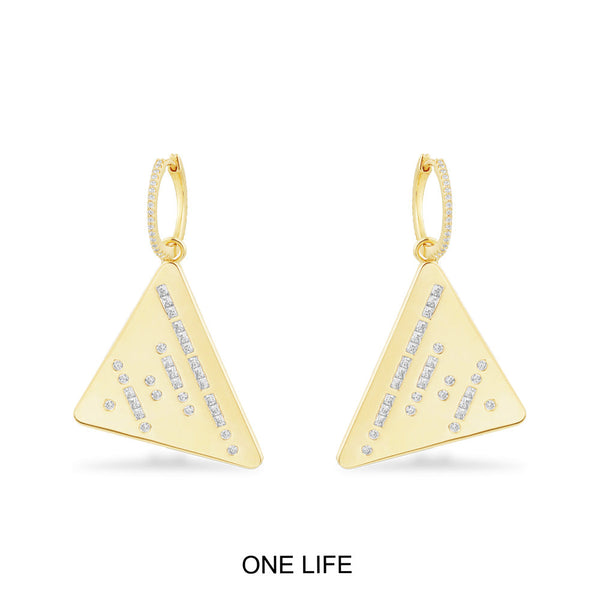 ONE LIFE Morse Code Triangle Earrings