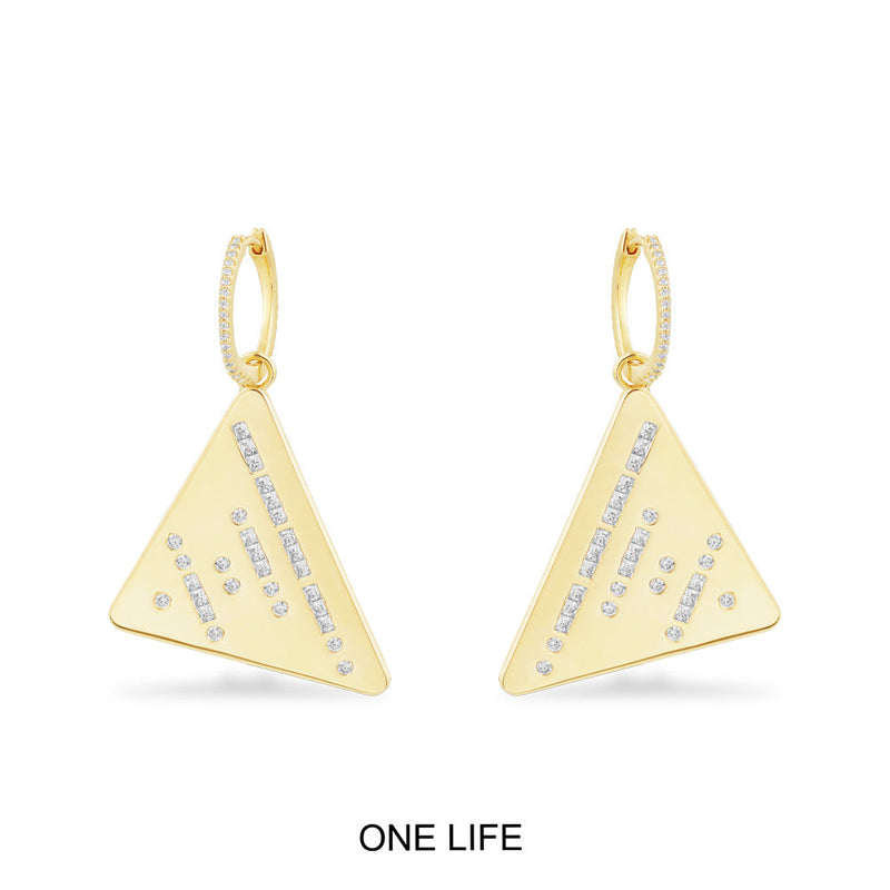 ONE LIFE Morse Code Triangle Earrings