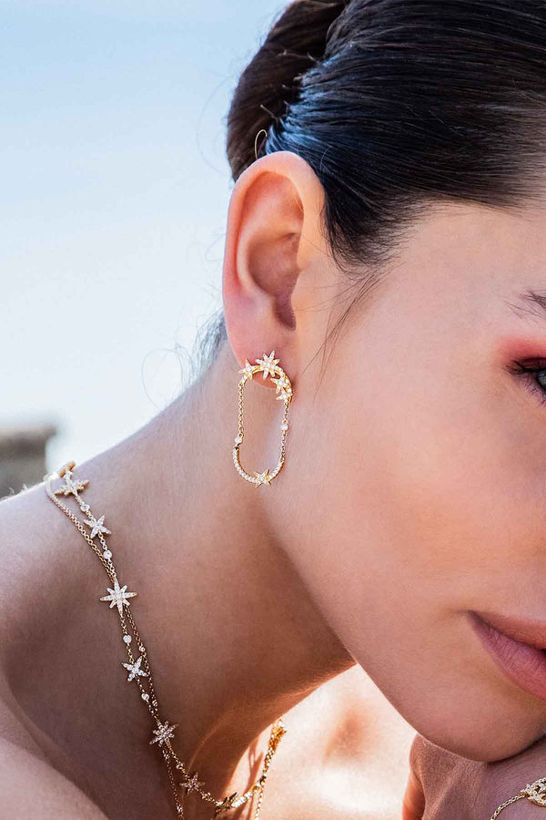 APM Monaco Météorites Chain Earrings in Yellow Gold