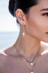 APM Monaco Météorites & Lucky Eye Chain Earrings in Yellow Gold