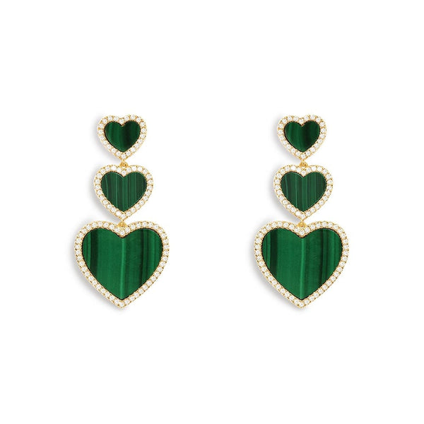 Malachite Heart Earrings