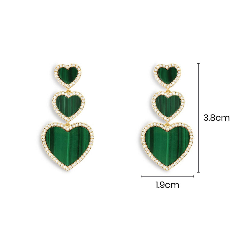 Malachite Heart Earrings