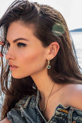 APM Monaco Hoop Earrings with Malachite Heart in Yellow Gold