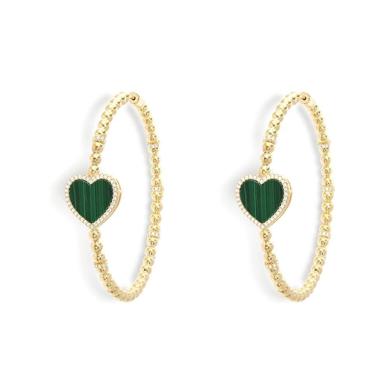 Malachite Heart Hoop Earrings