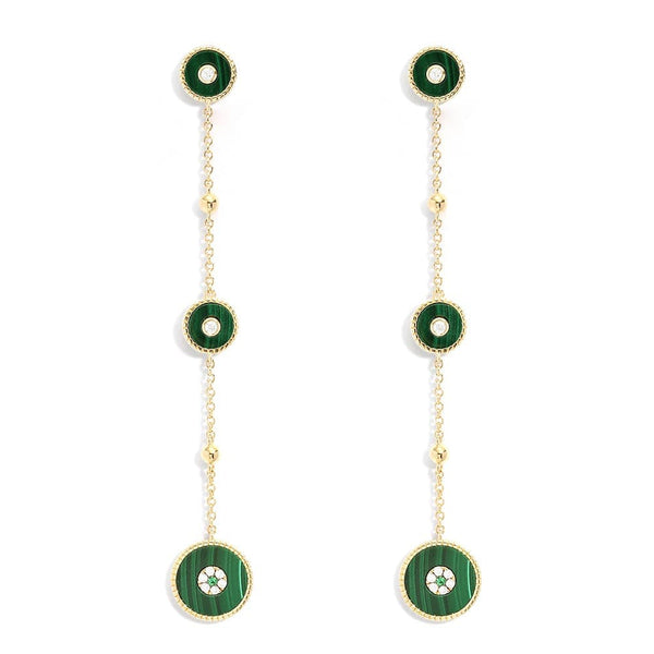 Long Malachite Chain Earrings