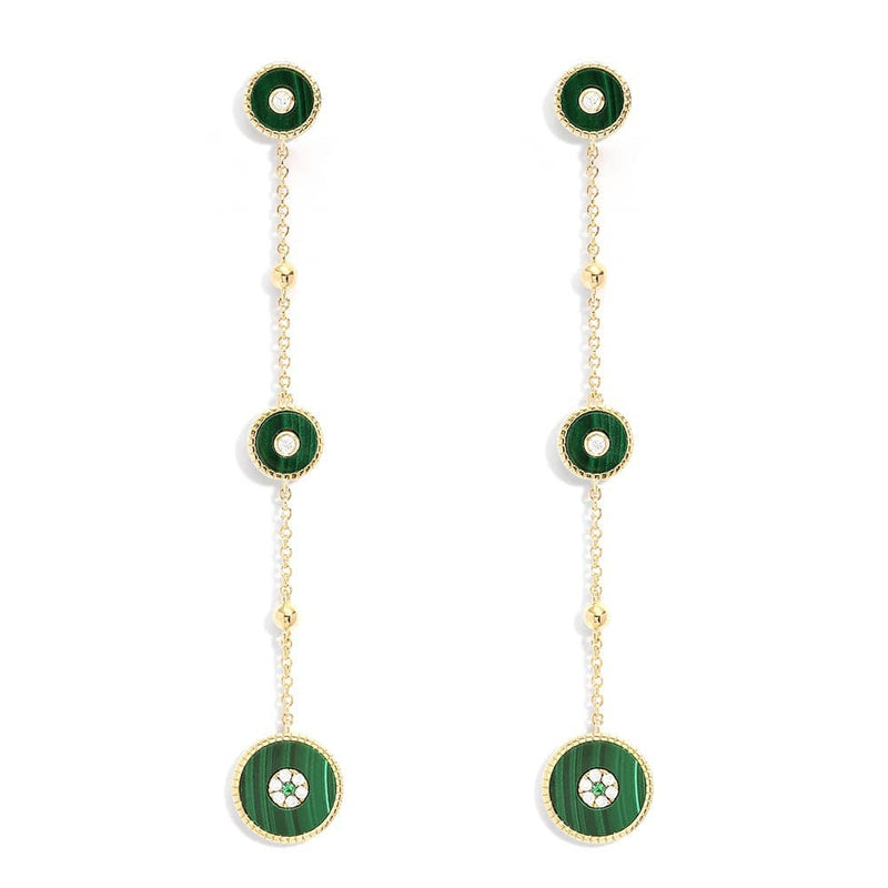 Long Malachite Chain Earrings