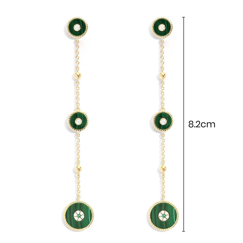 Long Malachite Chain Earrings