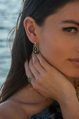 APM Monaco Malachite Drop Earrings in Yellow Gold