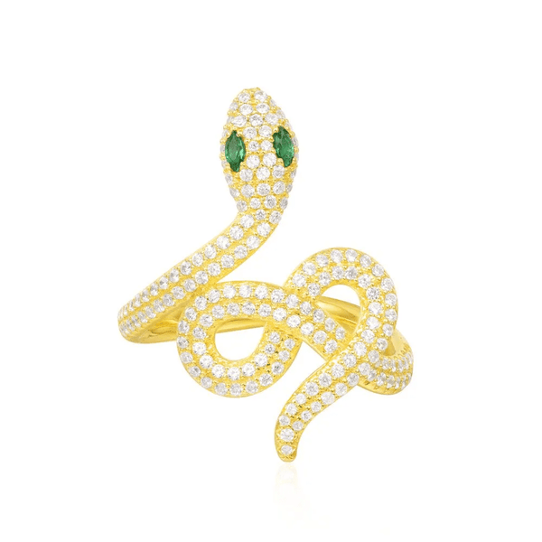 APM Monaco discount serpent with white and green stones yellow silver earring earcuff