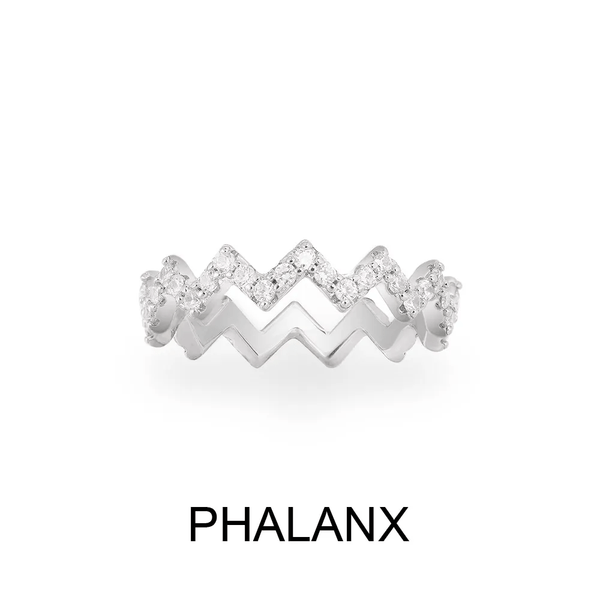 Up And Down Phalanx Ring - White Silver