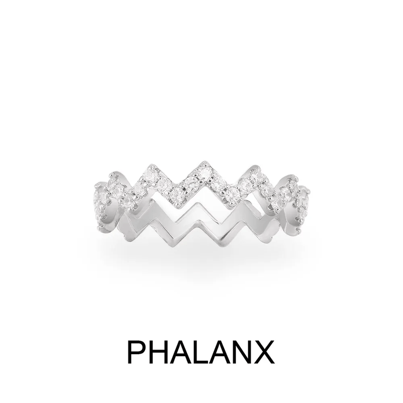 Up And Down Phalanx Ring - White Silver