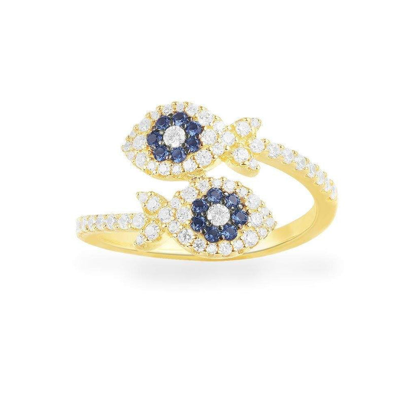 Fish Open Ring - Yellow Silver