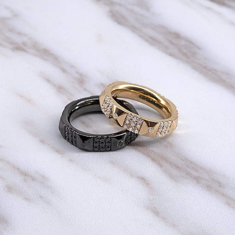 Black Geometric Ring - Dark Grey Silver