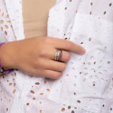 APM Monaco Chain link dainty ring in white silver