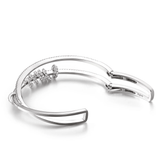 Double Open Cuff with Sliding Rings - White Silver