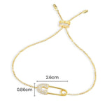 Safety Pin Adjustable Bracelet - Yellow Silver