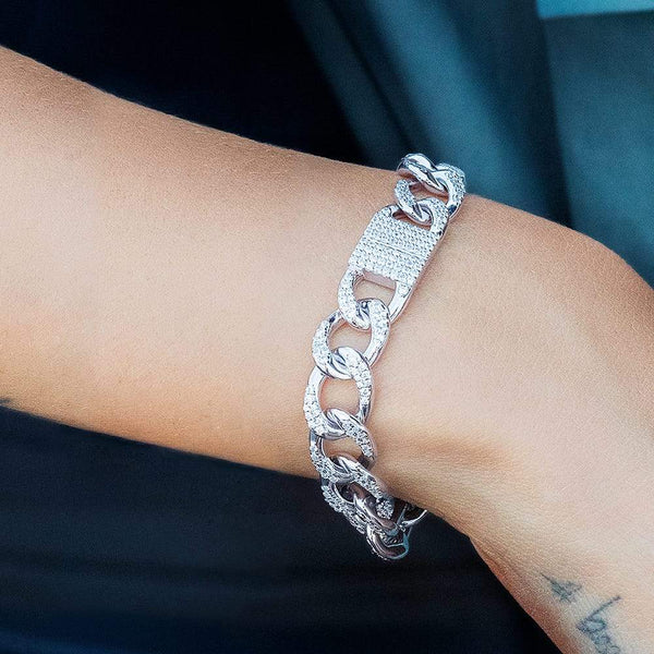 APM Monaco White Chain Bracelet in white silver