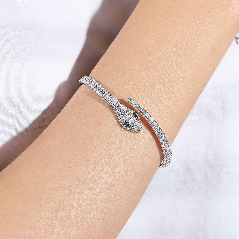 APM Monaco Serpent Wrap Cuff in white silver