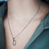 Chain Link Adjustable Necklace - Dark Grey Silver