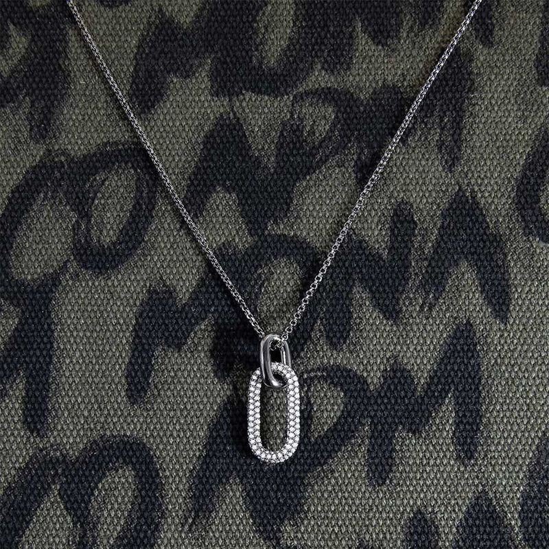 Chain Link Adjustable Necklace - Dark Grey Silver