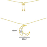 Moon Adjustable Necklace - Yellow Silver