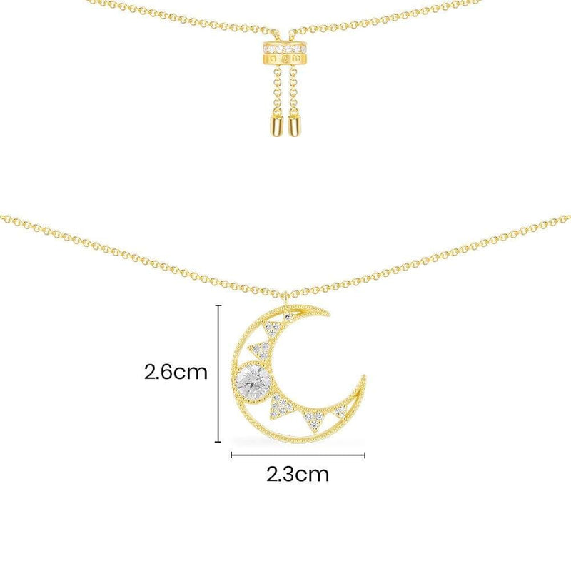 Moon Adjustable Necklace - Yellow Silver