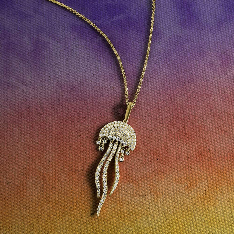 Jellyfish Adjustable Necklace - Yellow Silver